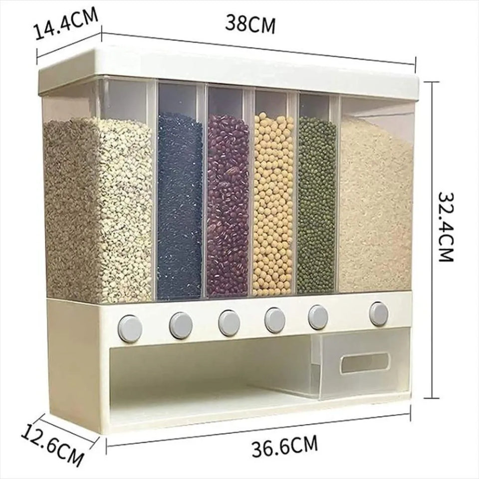 Nuevo DISPENSADOR DE ALIMENTOS 6 EN 1 – GRANOS Y CEREALES