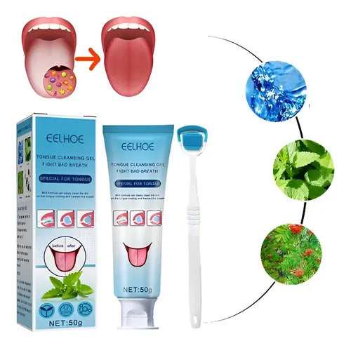 Nuevo Gel Limpiador de Lengua + Cepillo Profesional