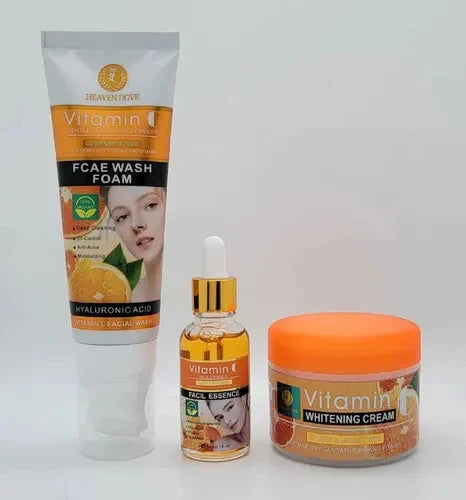 SET DE 3 PIEZAS HIDRATANTE (VITAMINA C + ÁCIDO HIALURÓNICO)