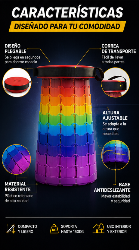Nuevo Silla Plegable Portátil Compacta Ultraportátil PRO