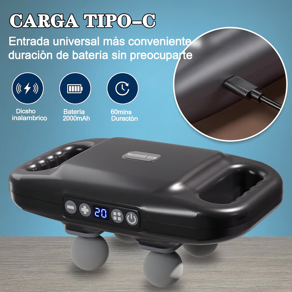 PISTOLA DE MASAJE 4 CABEZALES