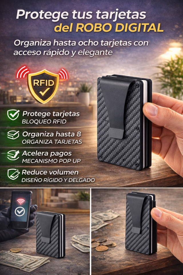 Nuevo Portatarjetas Carbono Minimalista para Bolsillo