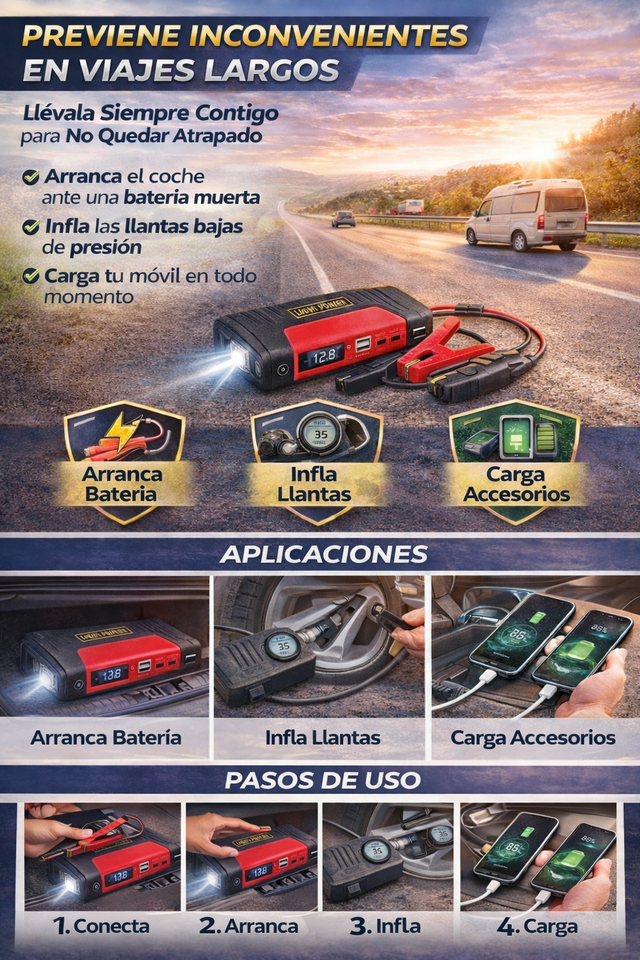 Nuevo Arrancador Veloz Portátil Compacto de Emergencia
