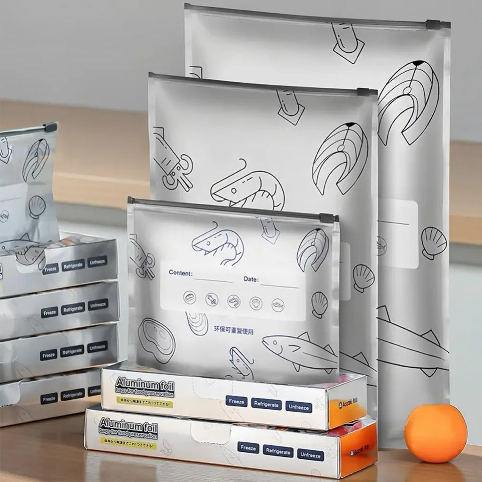 Nuevo Set de 10 Bolsas de Aluminio para Alimentos con Cierre