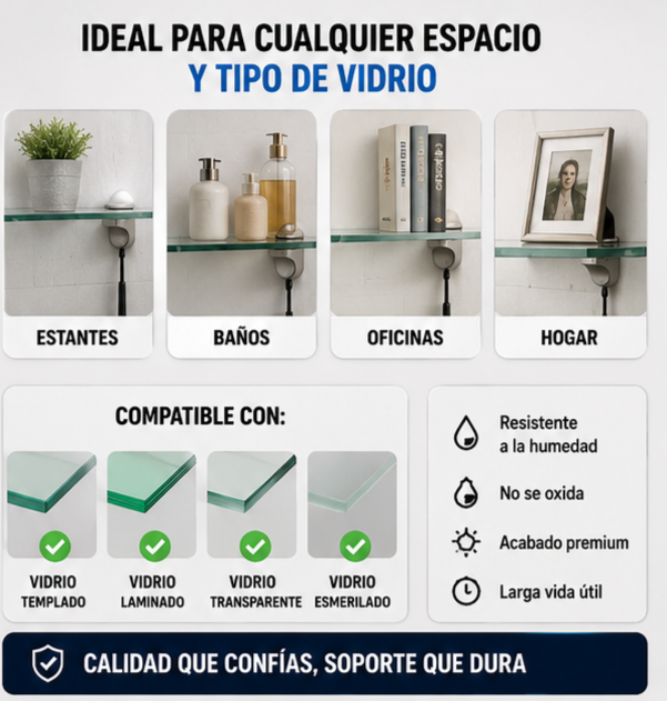Nuevo Set de 2 Pinzas Ajustable Sujeción Vidrio Estante F