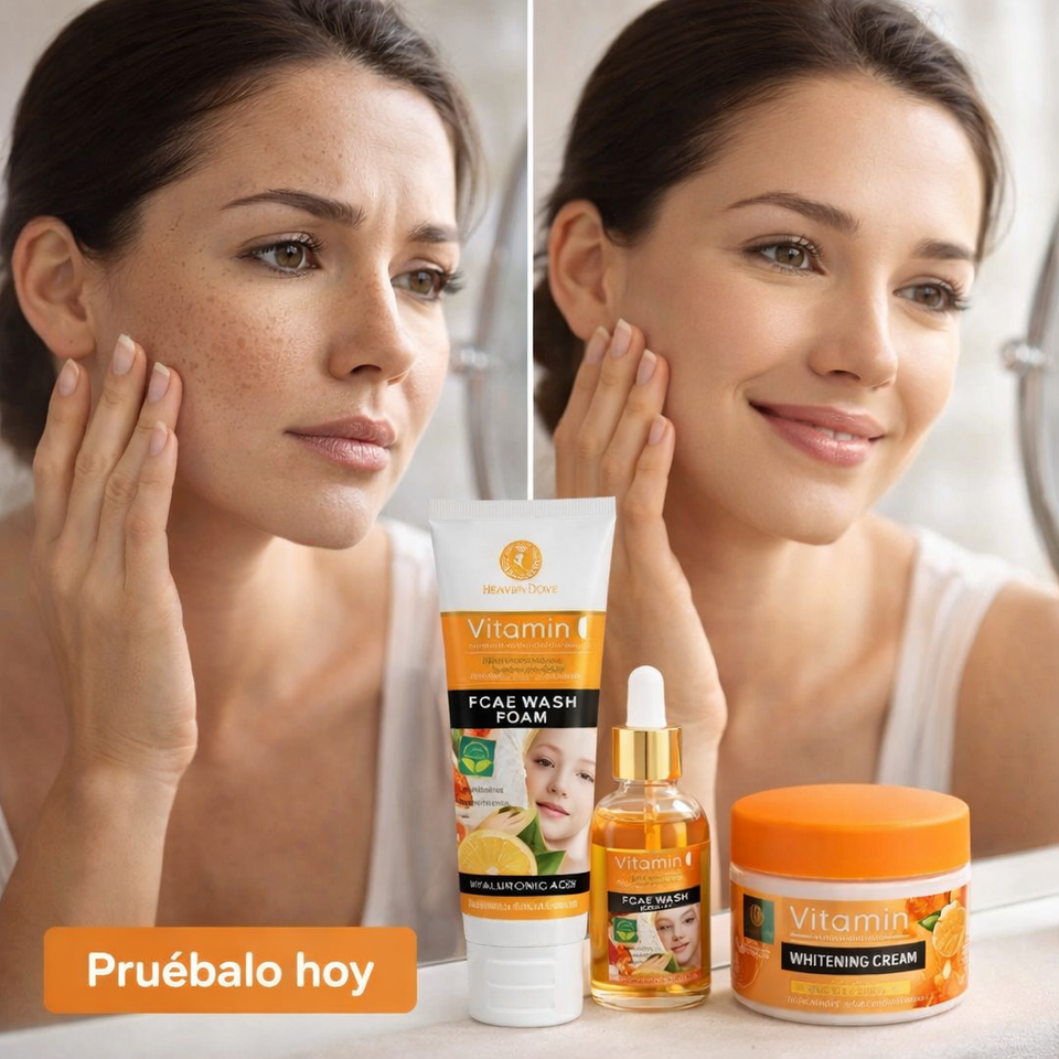 SET DE 3 PIEZAS HIDRATANTE (VITAMINA C + ÁCIDO HIALURÓNICO)