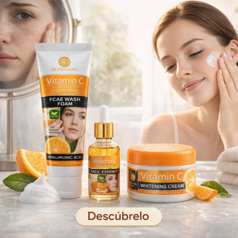 SET DE 3 PIEZAS HIDRATANTE (VITAMINA C + ÁCIDO HIALURÓNICO)