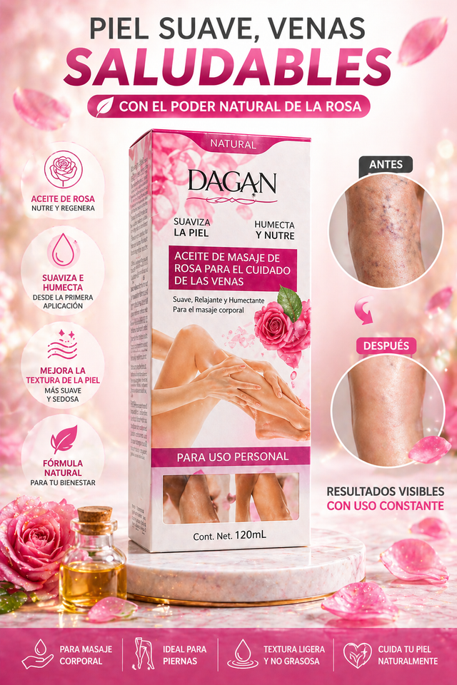 Nuevo aceite de masaje rosa para el cuidado de las venas