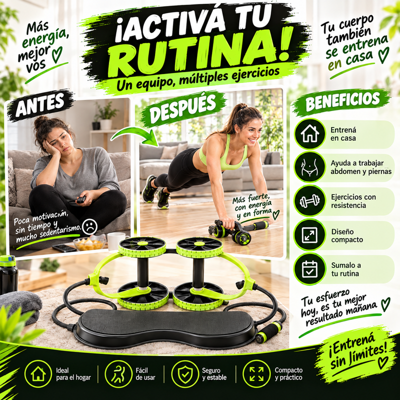 Nuevo Rodillo Abdominal con Cuerdas de Resistencia