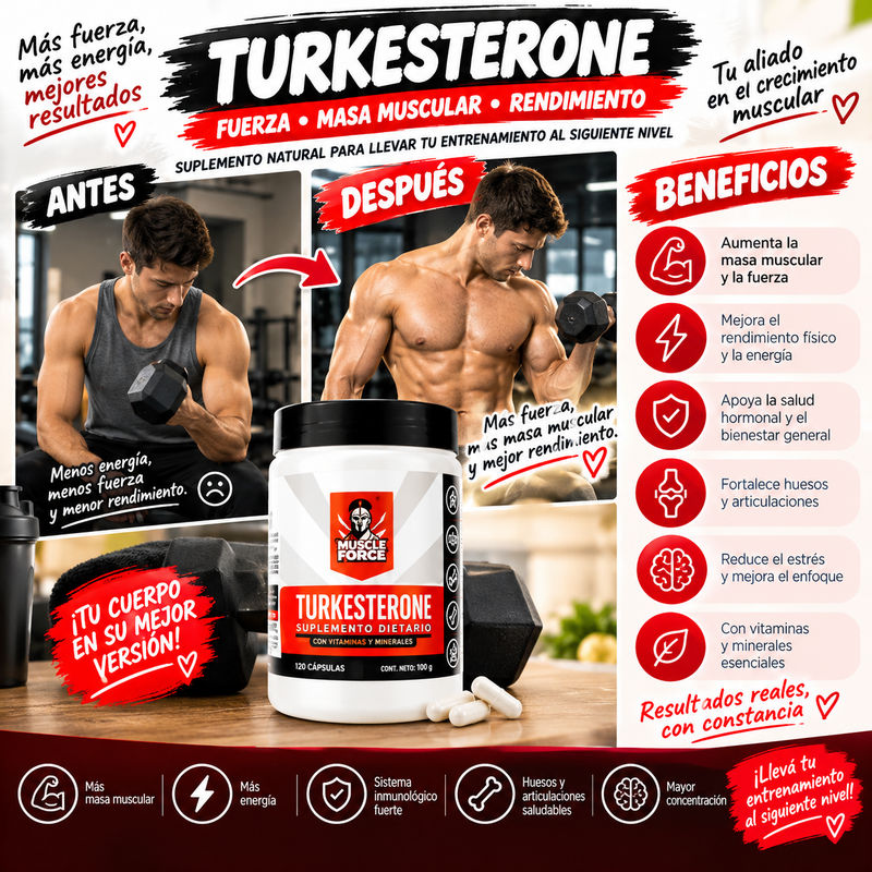 Nuevo Suplemento de 120 capsulas Turkesterone para Rendimiento Físico