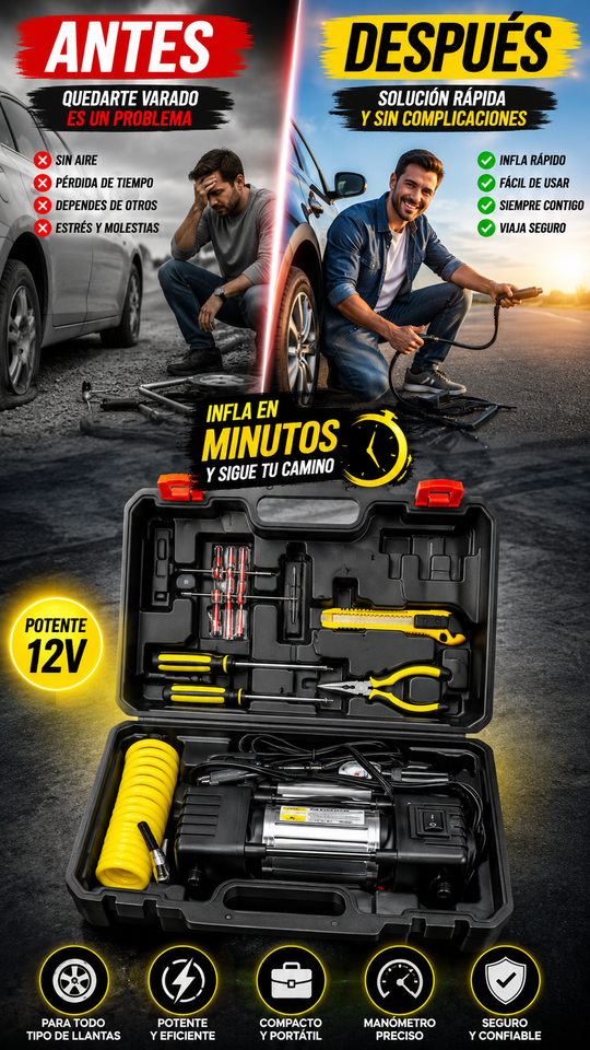 Nuevo Bomba Infladora Rápida Profesional de Coche