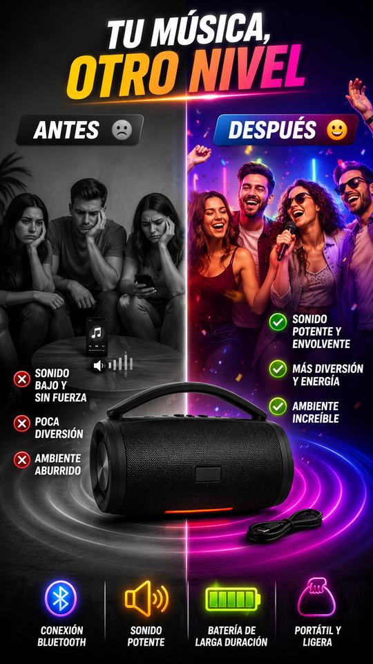 Nuevo Subwoofer Bluetooth Estéreo Portátil Pro