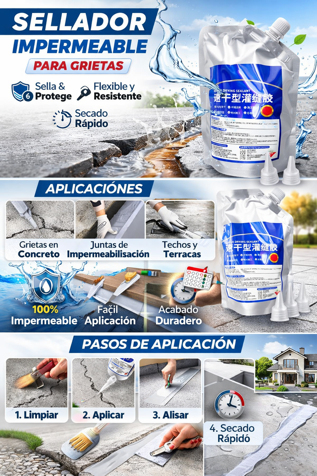 Nuevo Sellador Rápido Impermeable de 500 gramos