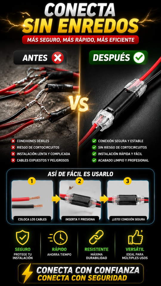 Nuevo KIT de 50 unidades de Conectores Push-in Doble Rápidos Seguros