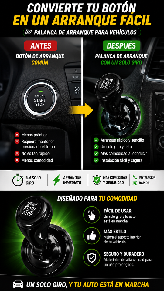 Nueva Palanca Retro Start Botón Para Coche