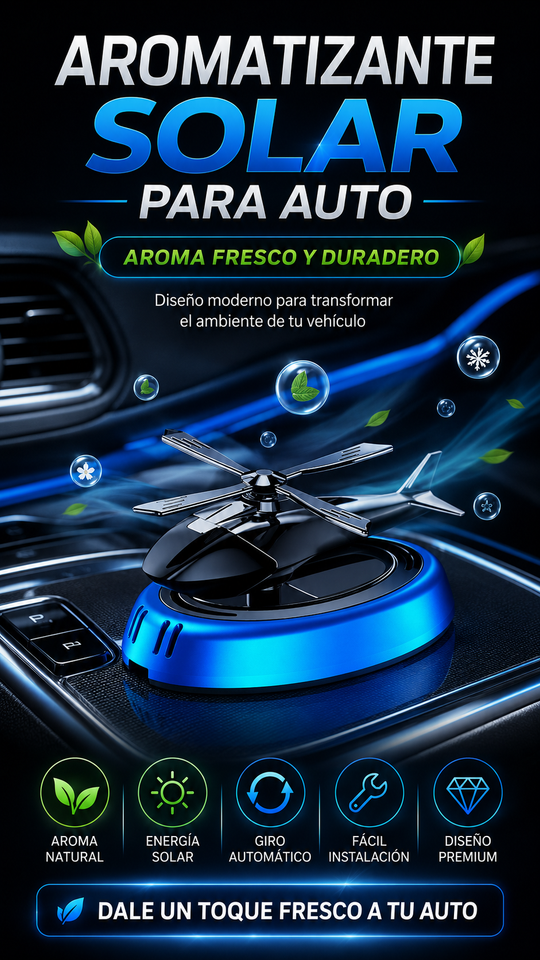 Nuevo Helicóptero Aromatizador Solar Giratorio para Auto