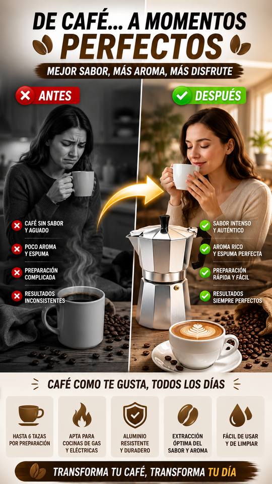 Nuevo Cafetera de Aluminio de 6 tazas