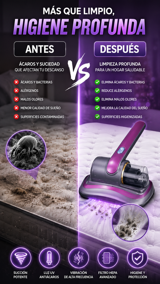 Nuevo Aspiradora inalámbrica antiácaros de doble vibración