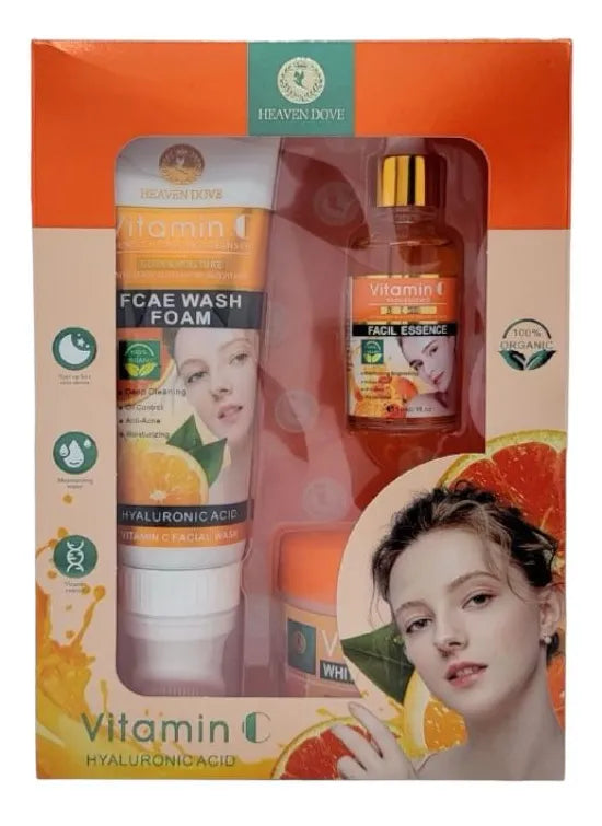 SET DE 3 PIEZAS HIDRATANTE (VITAMINA C + ÁCIDO HIALURÓNICO)