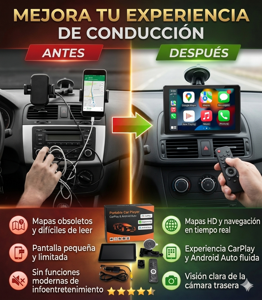 Nueva Pantalla CarPlay Portátil Universal Multimedia