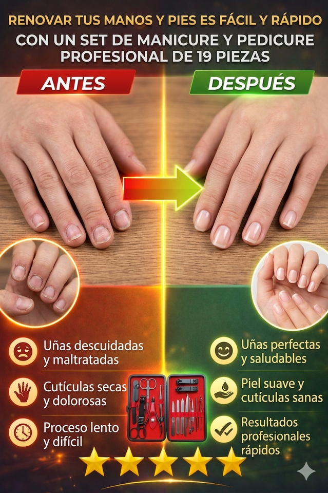 Nuevo Estuche Manicura Profesional Portátil de Acero Inoxidable