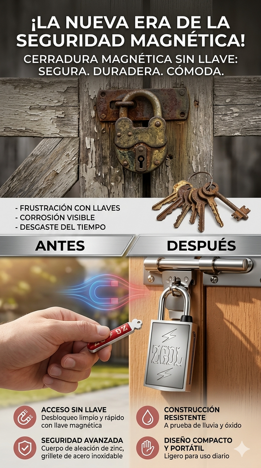 Nuevo Candado Magnético Sin Llave Seguridad Exterior