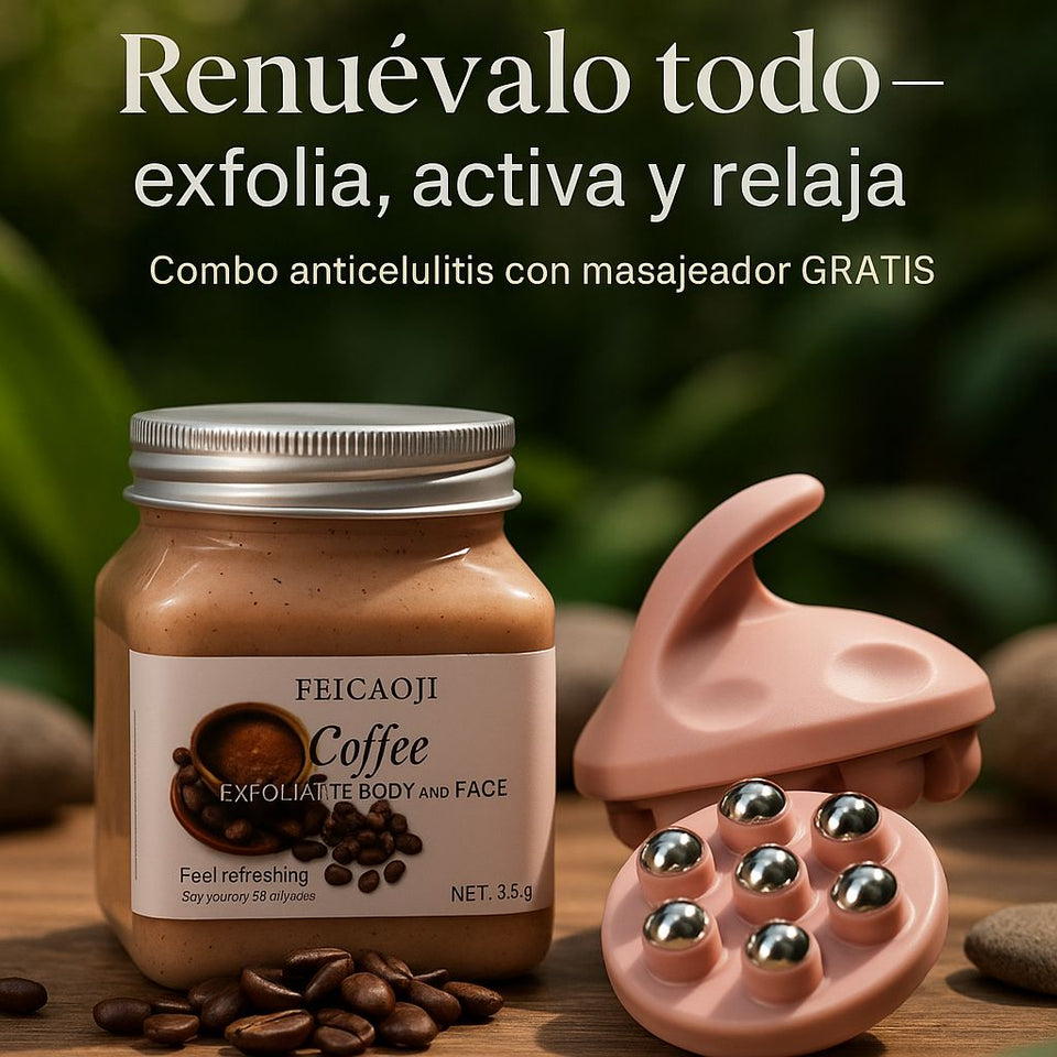 Nuevo COMBO 2 EN 1-Exfoliante Aromático y Masajeador de 7 esferas