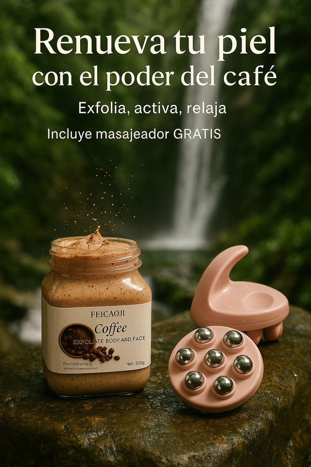 Nuevo COMBO 2 EN 1-Exfoliante Aromático y Masajeador de 7 esferas