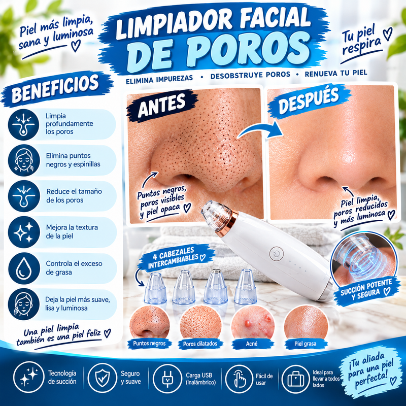 Nuevo Limpiador Facial Recargable de Poros
