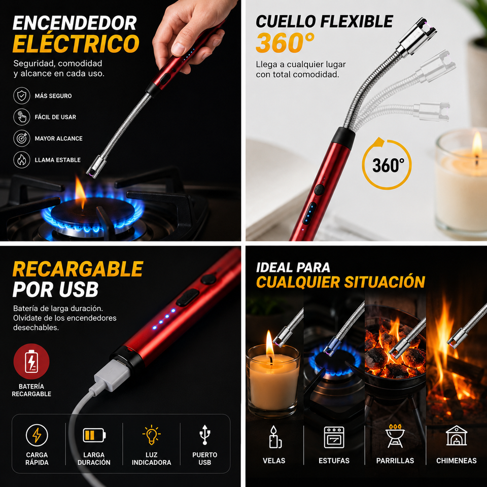 Nuevo Encendedor Eléctrico Portátil USB Recargable