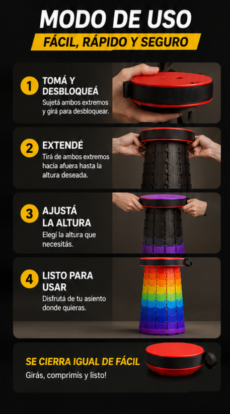 Nuevo Silla Plegable Portátil Compacta Ultraportátil PRO