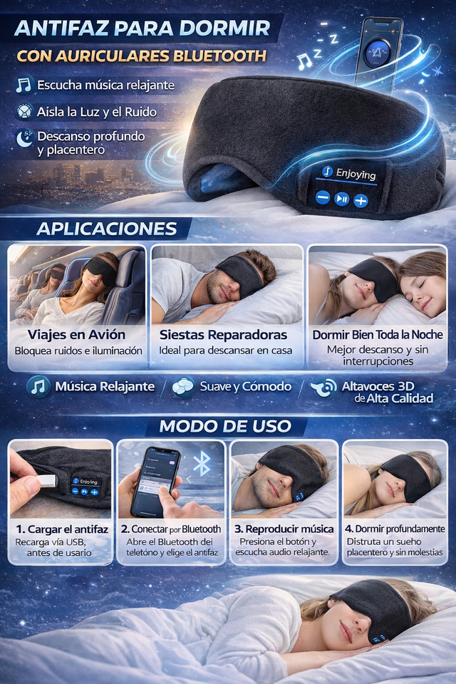 Nuevo Antifaz Bluetooth