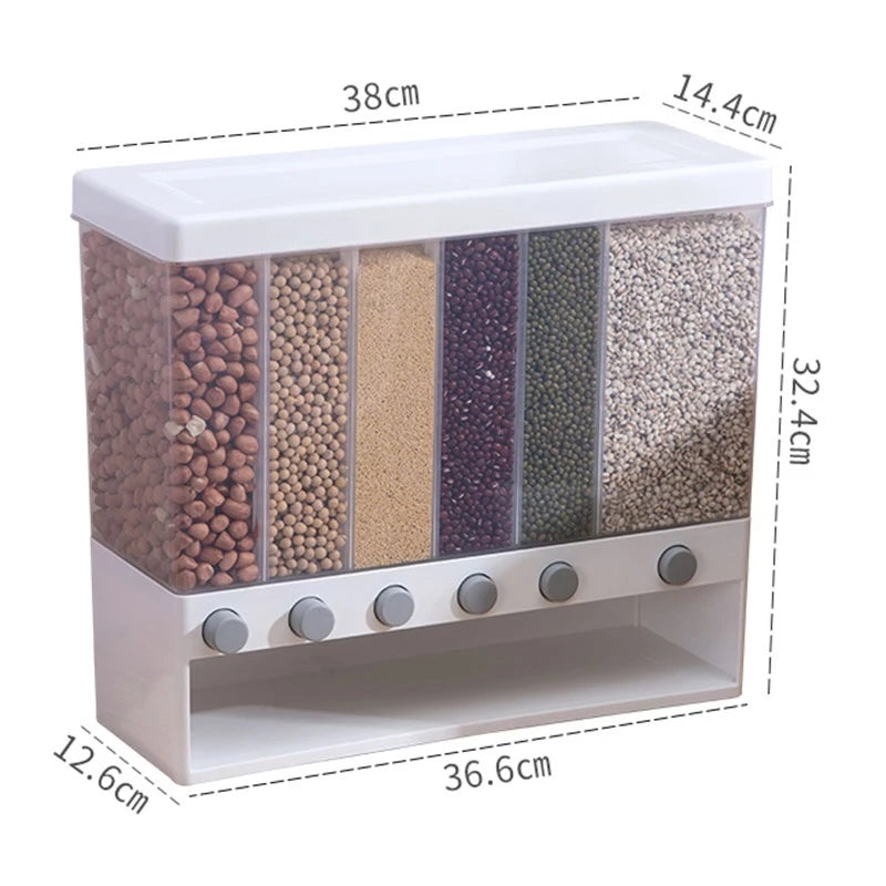 Nuevo DISPENSADOR DE ALIMENTOS 6 EN 1 – GRANOS Y CEREALES