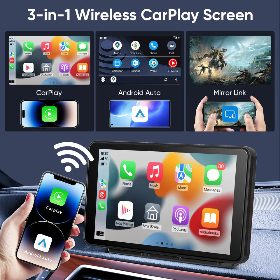 Nueva Pantalla CarPlay Portátil Universal Multimedia