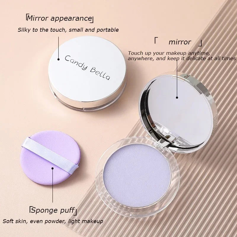 Nuevo Polvo Candy bella Compacto Púrpura Iluminador Duradero
