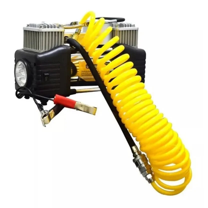 Nuevo MINI COMPRESOR DOBLE PISTÓN 12V + HERRAMIENTAS